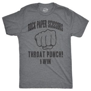 Mens Rock Paper Scissors Throat Punch Tshirt Funny